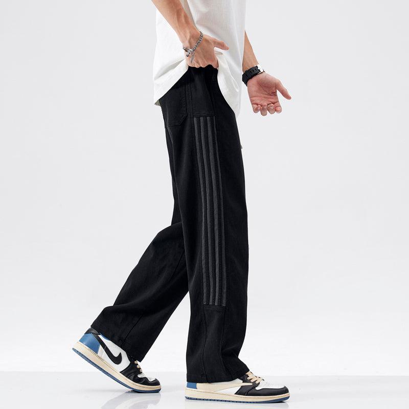 Drawstring Elastic Side Striped Jeans