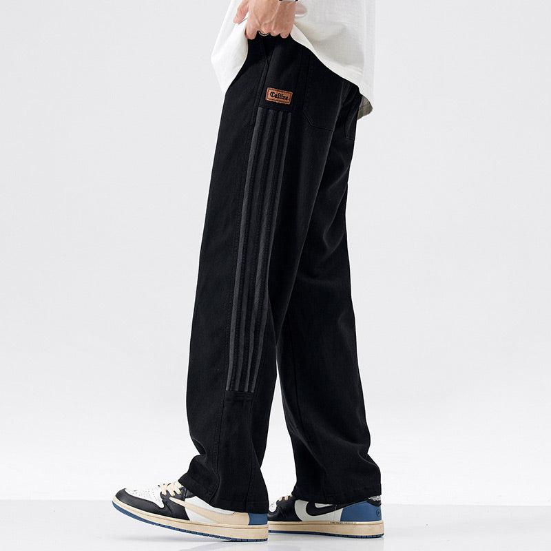 Drawstring Elastic Side Striped Jeans