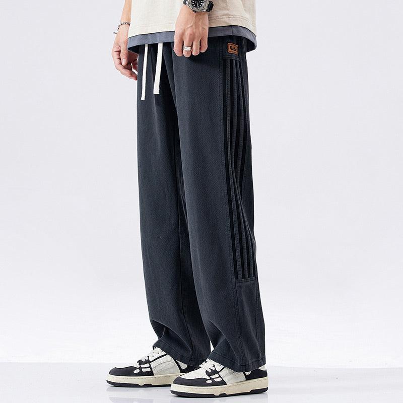 Drawstring Elastic Side Striped Jeans