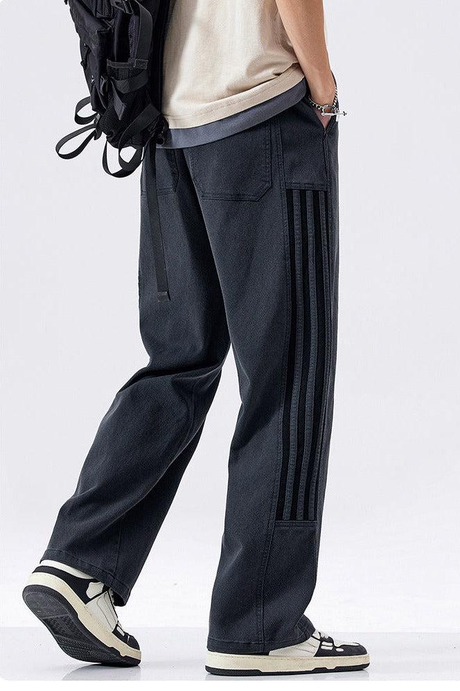 Drawstring Elastic Side Striped Jeans