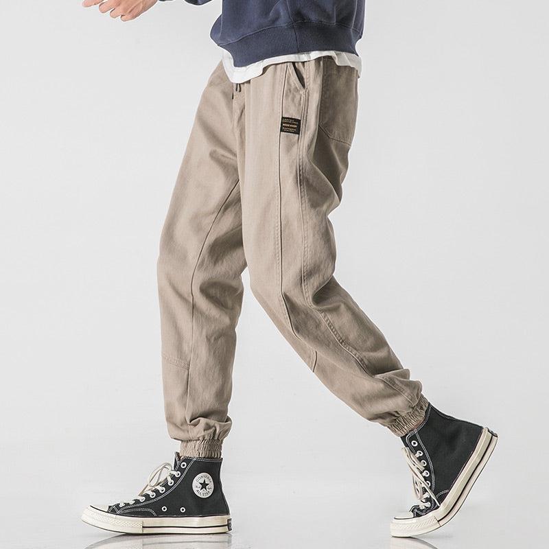 Drawstring Elastic Waist Beam Pants