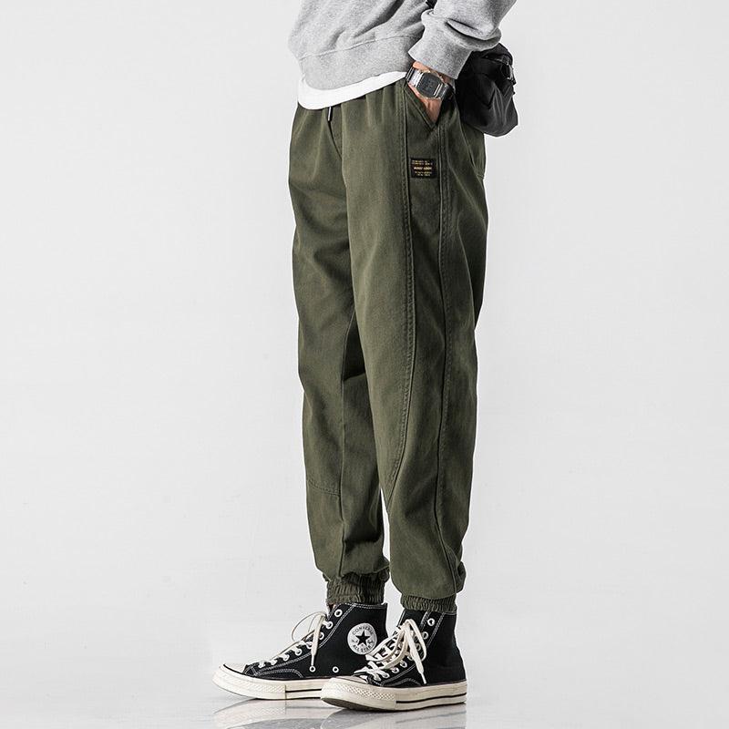 Drawstring Elastic Waist Beam Pants