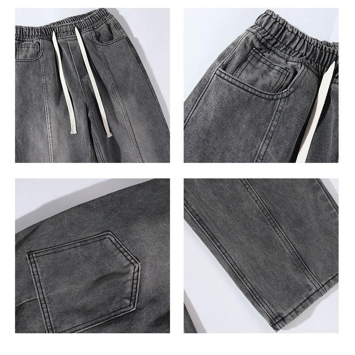Drawstring Unisex Elastic Waist Jeans