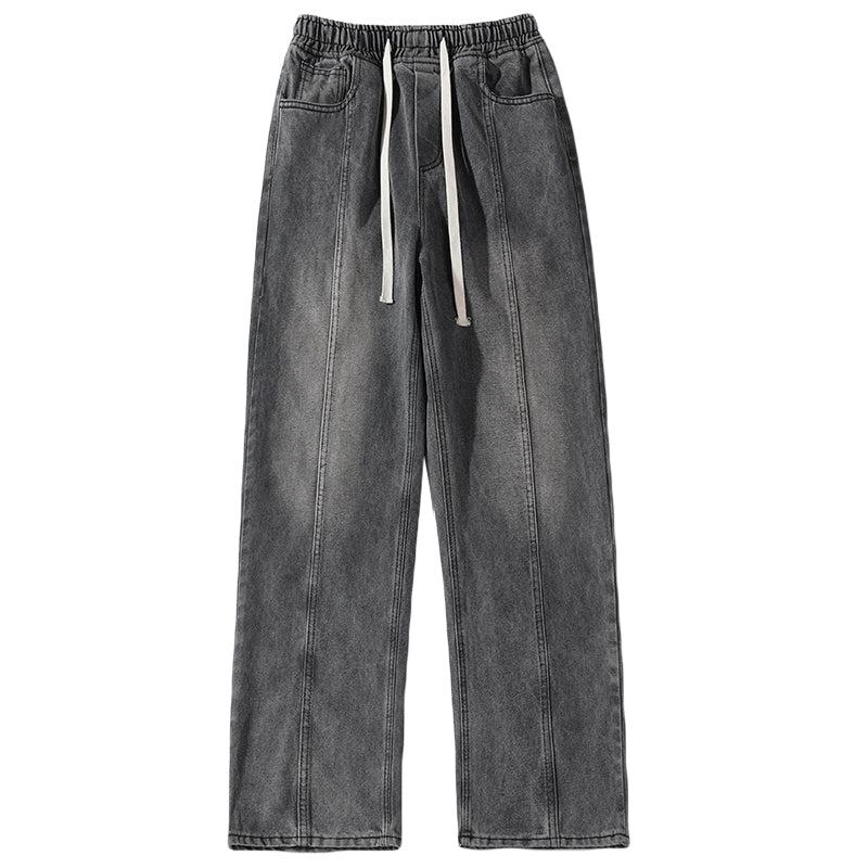 Drawstring Unisex Elastic Waist Jeans