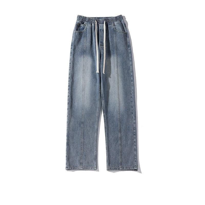 Drawstring Unisex Elastic Waist Jeans
