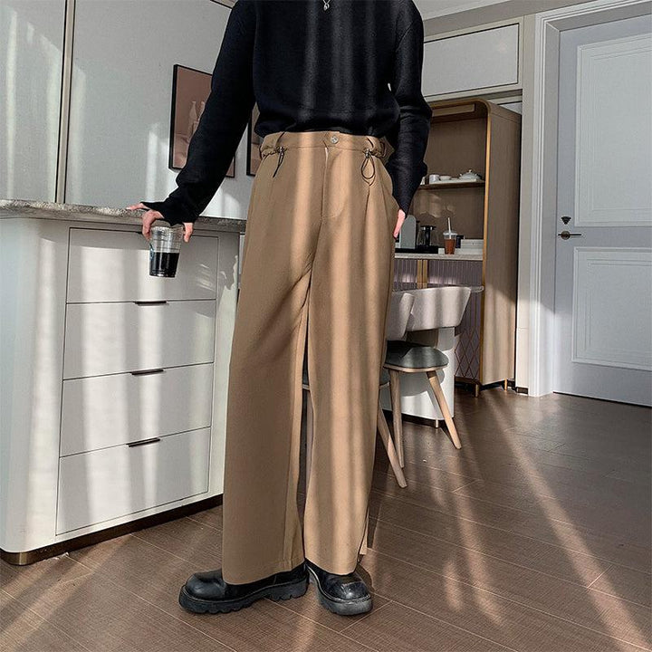 Drawstring Wide-leg Dress Pants