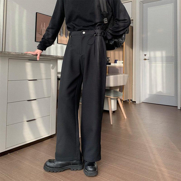 Drawstring Wide-leg Dress Pants