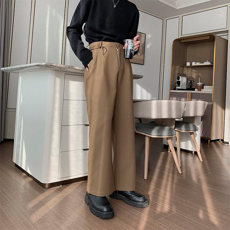 Drawstring Wide-leg Dress Pants