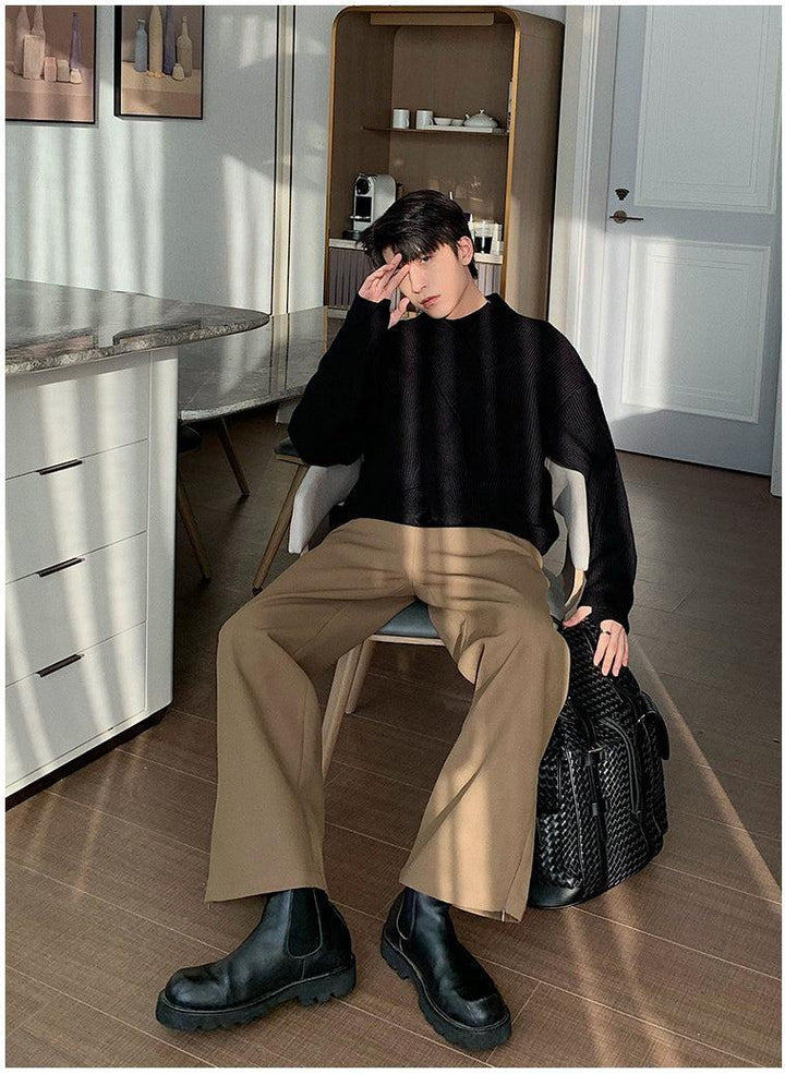 Drawstring Wide-leg Dress Pants