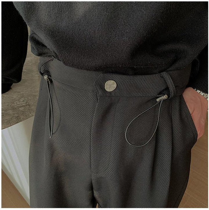 Drawstring Wide-leg Dress Pants