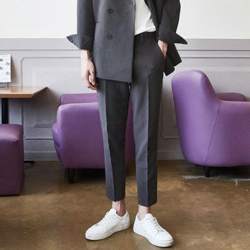 Elastic Cropped Suit Pants