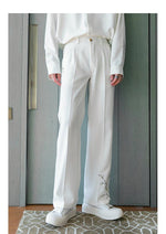 Elastic Embroidered Casual Long Pants