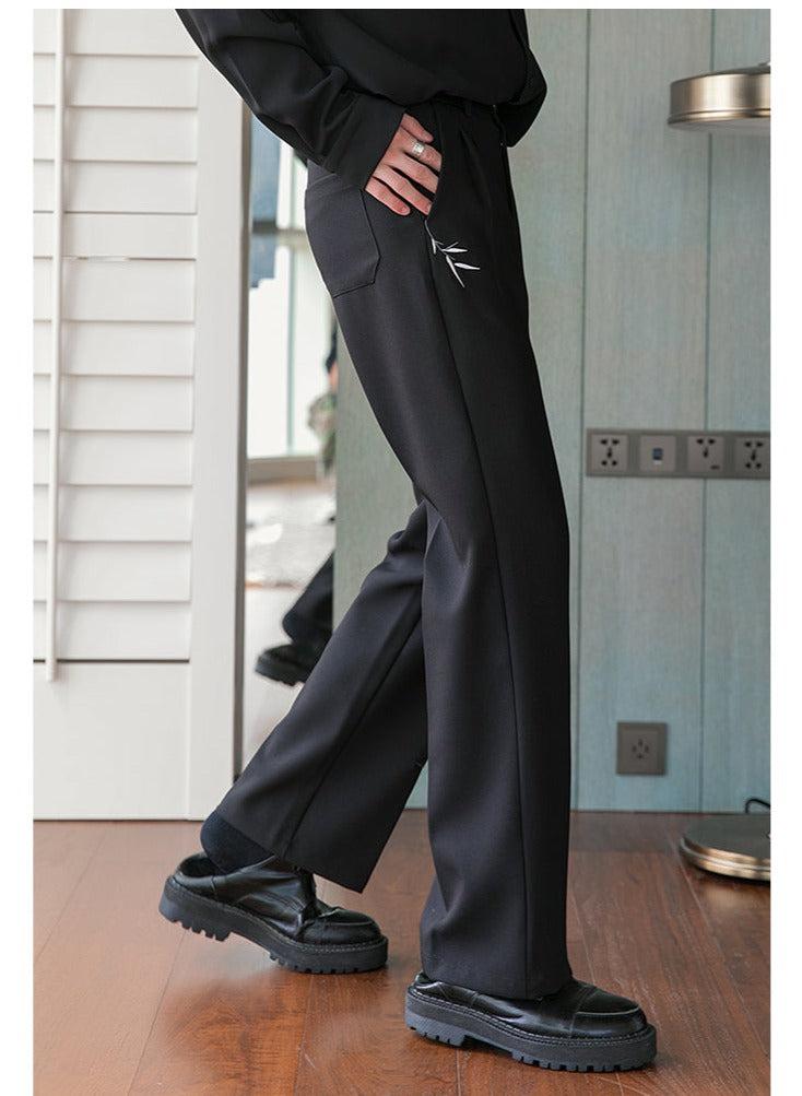 Elastic Embroidered Casual Long Pants