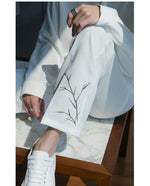 Elastic Embroidered Casual Long Pants