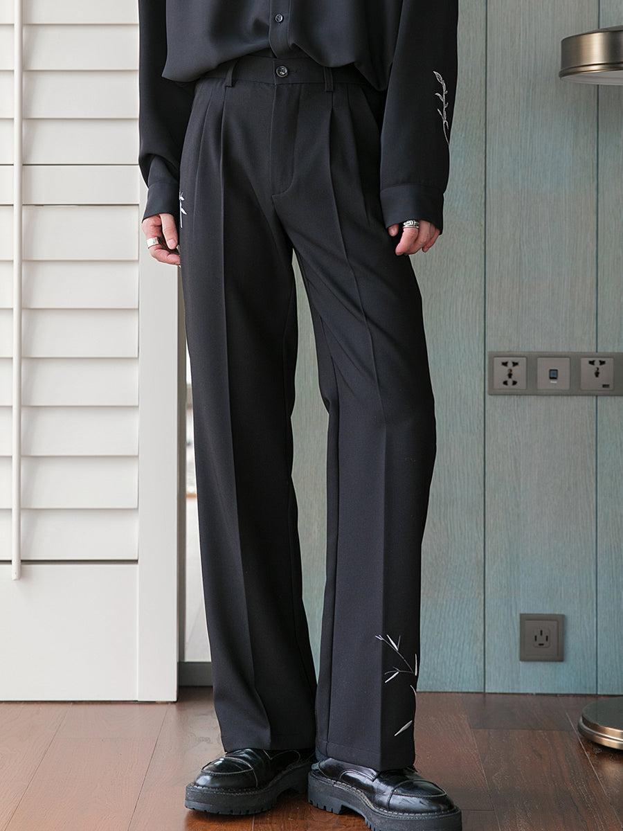Elastic Embroidered Casual Long Pants