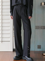 Elastic Embroidered Casual Long Pants