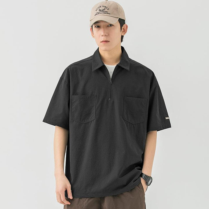 Elastic Lapel Pocket T-Shirt