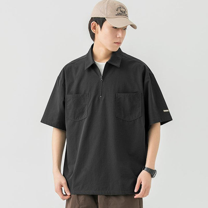 Elastic Lapel Pocket T-Shirt