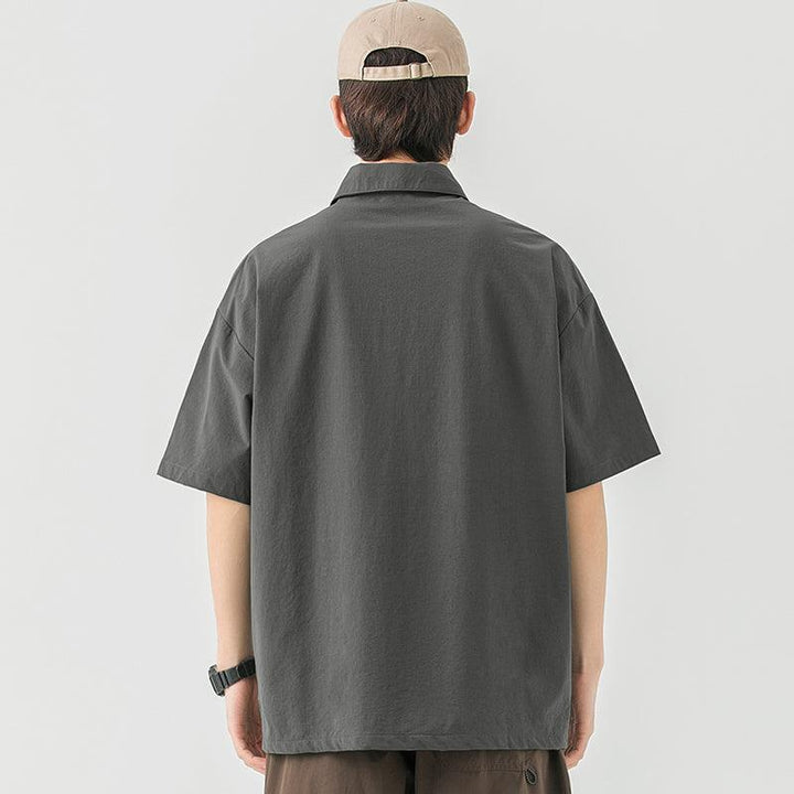 Elastic Lapel Pocket T-Shirt