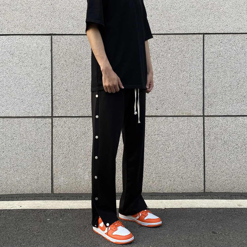 Elastic Straight Slit Pants