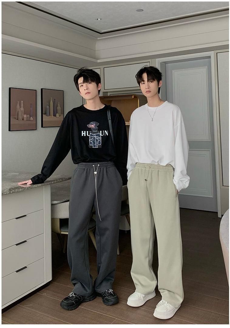 Elastic Waist Straight Track Pants