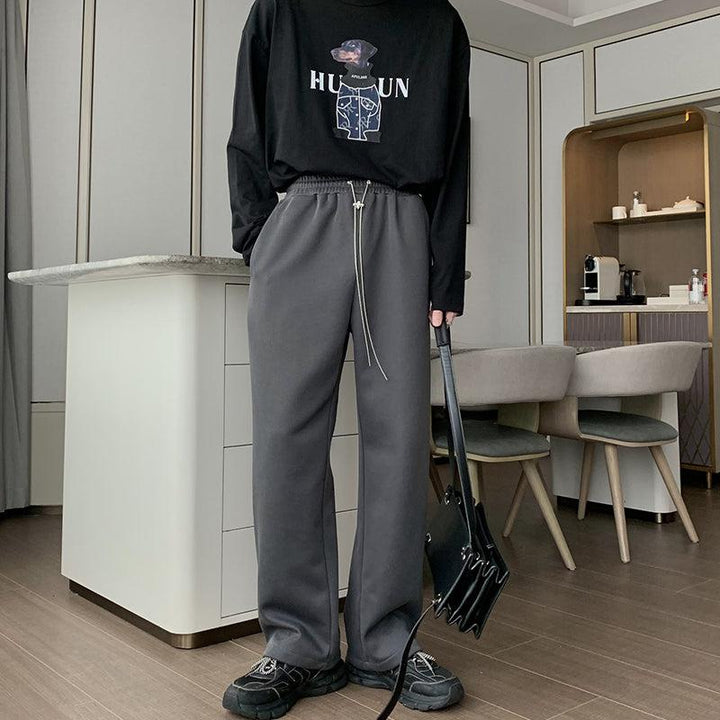 Elastic Waist Straight Track Pants