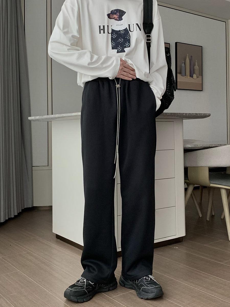 Elastic Waist Straight Track Pants
