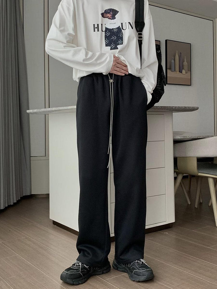 Elastic Waist Straight Track Pants