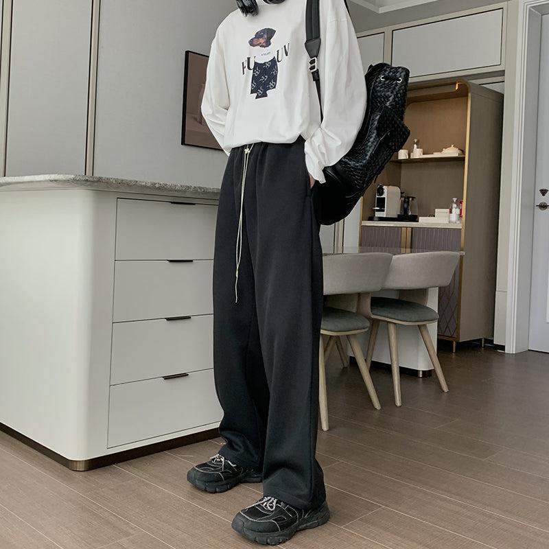 Elastic Waist Straight Track Pants