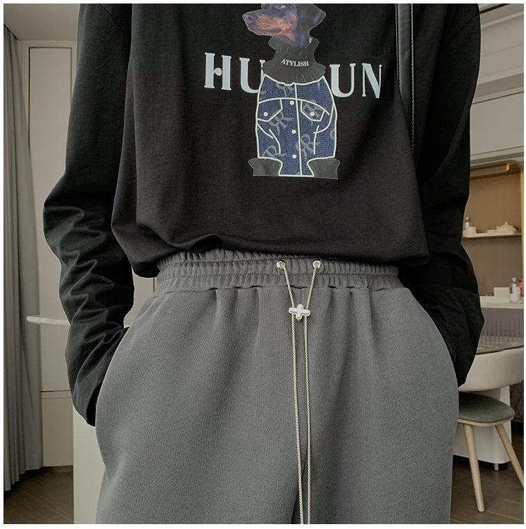 Elastic Waist Straight Track Pants