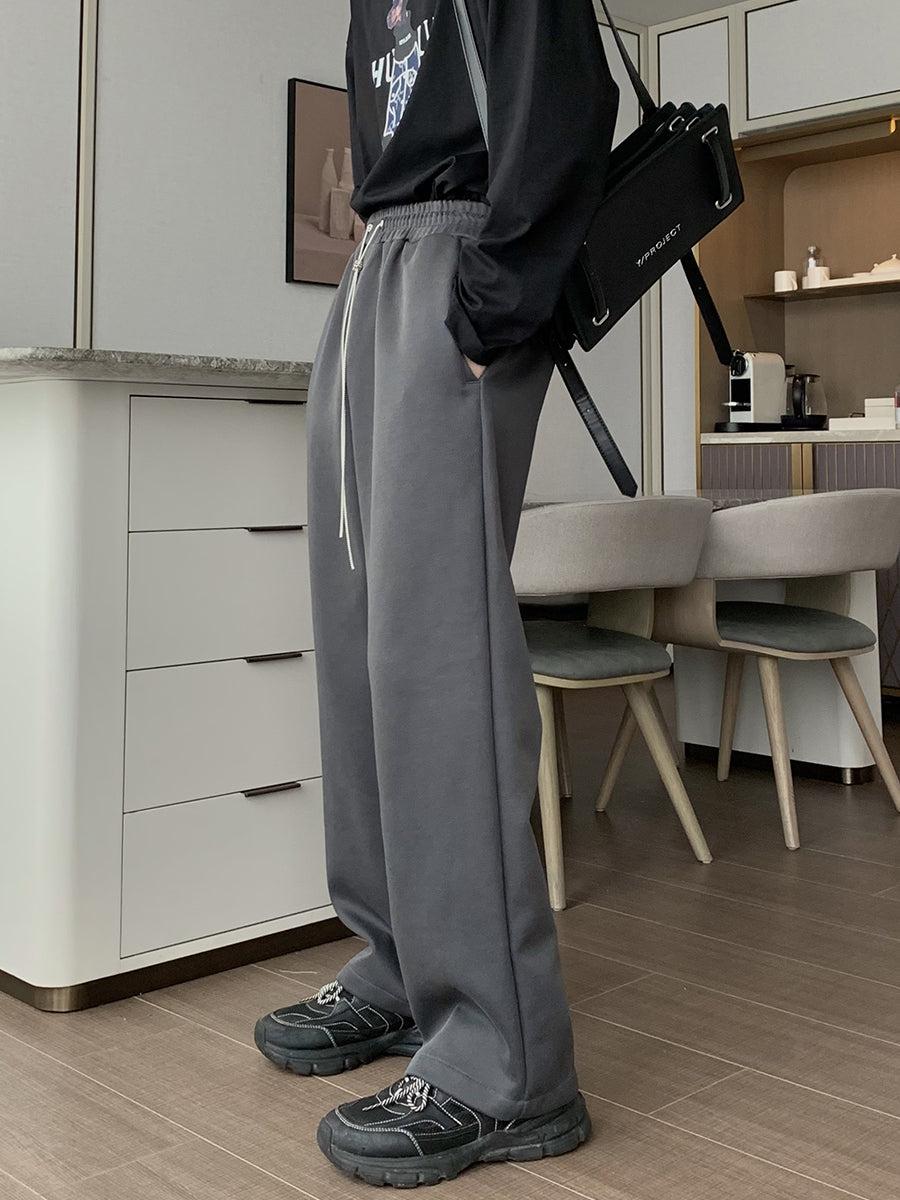 Elastic Waist Straight Track Pants