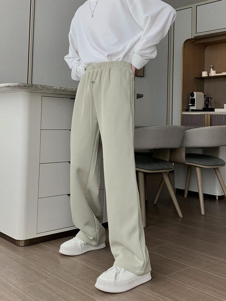 Elastic Waist Straight Track Pants
