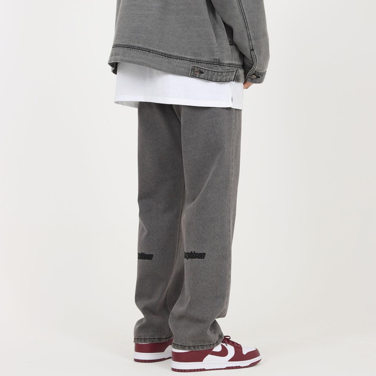 Embroidered Smoke Gray Jeans