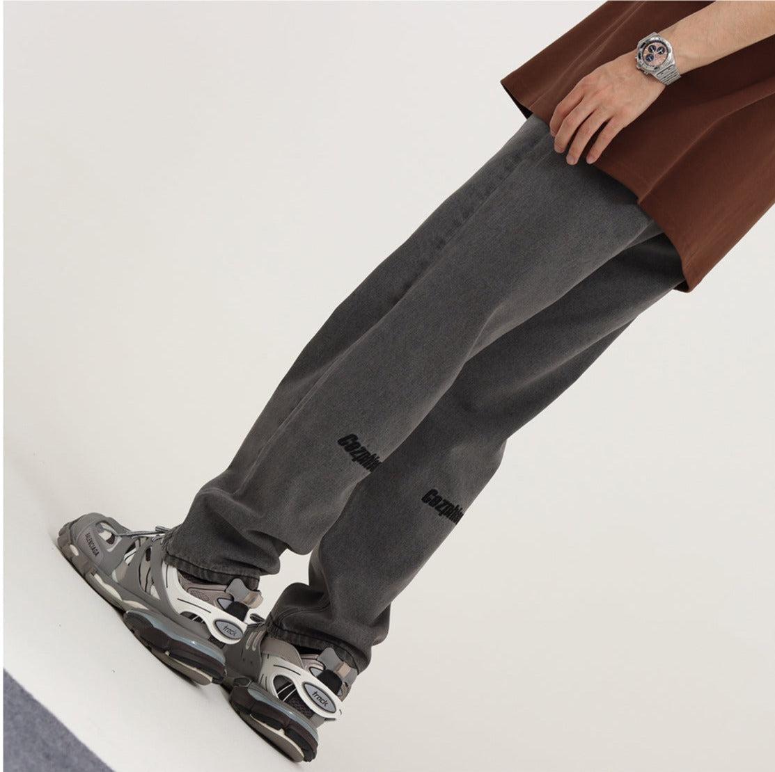 Embroidered Smoke Gray Jeans