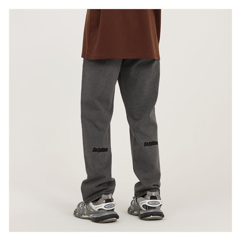 Embroidered Smoke Gray Jeans