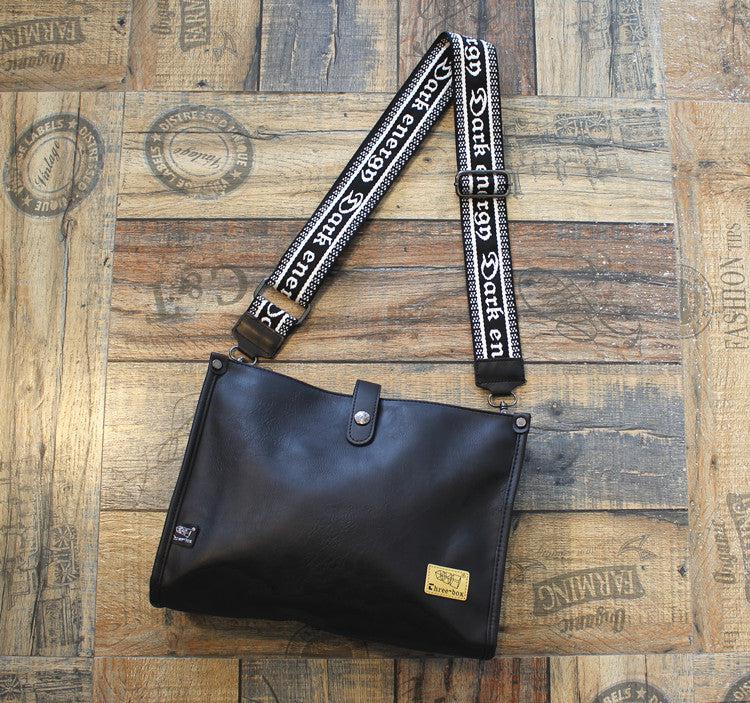 Faux Leather Black Crossbody Bag