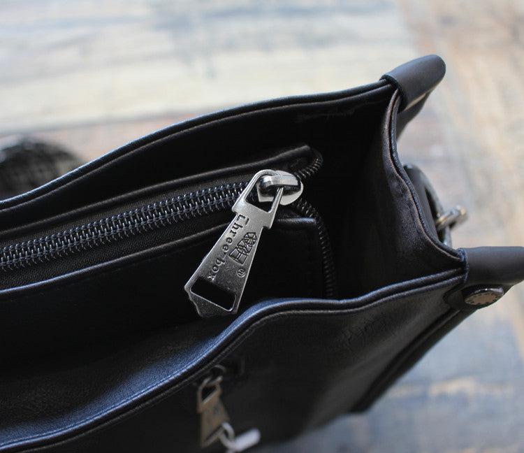 Faux Leather Black Crossbody Bag