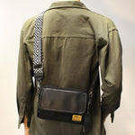 Faux Leather Diagonal Black Flap Bag