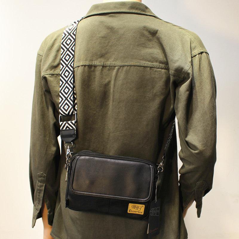 Faux Leather Diagonal Black Flap Bag