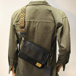 Faux Leather Diagonal Black Flap Bag