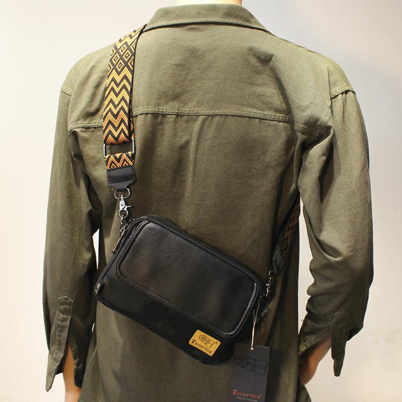 Faux Leather Diagonal Black Flap Bag