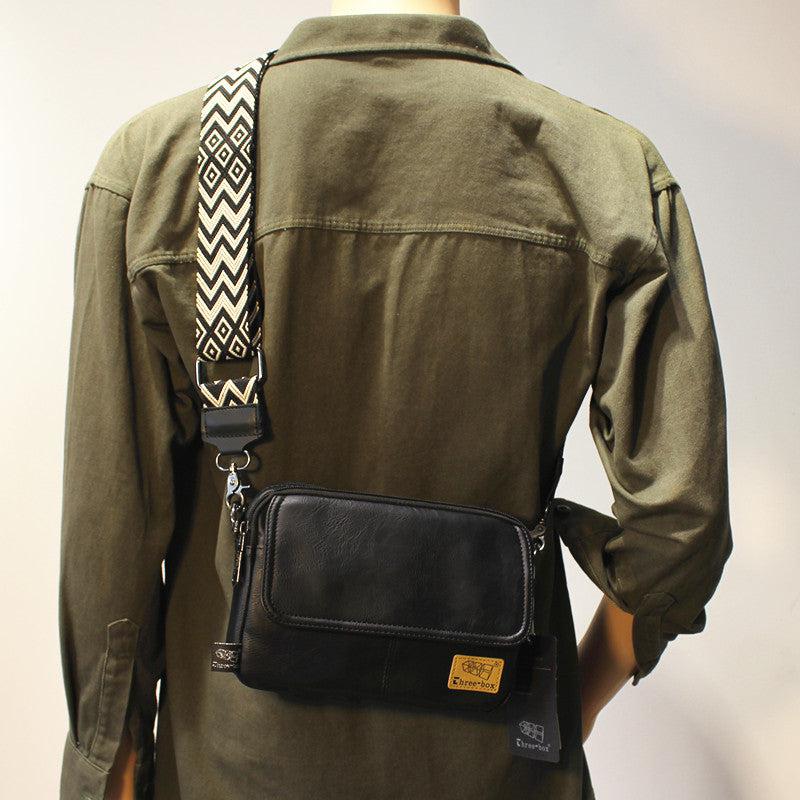 Faux Leather Diagonal Black Flap Bag