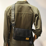 Faux Leather Diagonal Black Flap Bag