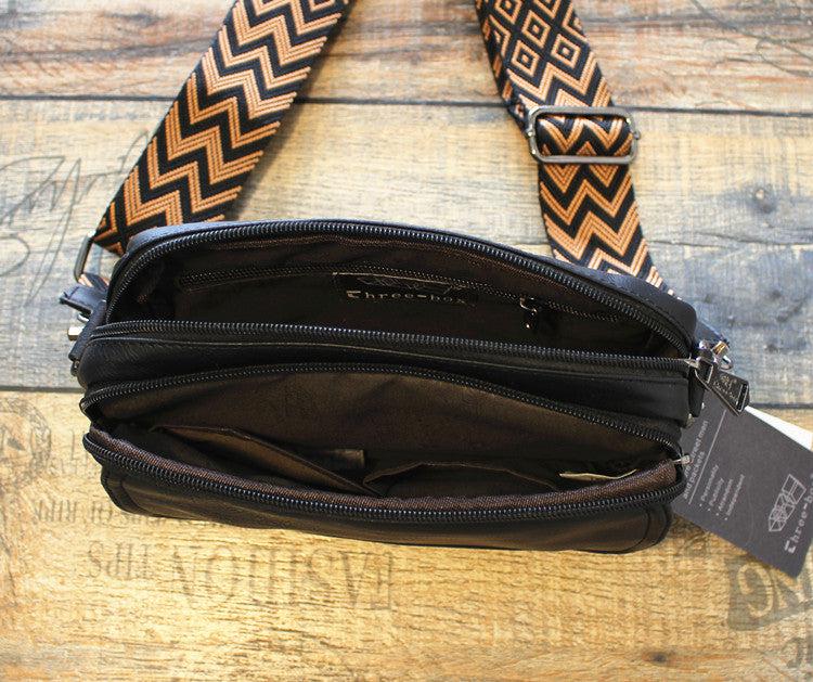 Faux Leather Diagonal Black Flap Bag