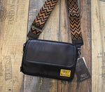 Faux Leather Diagonal Black Flap Bag