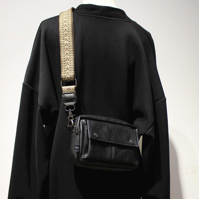 FAUX LEATHER FLAP SHOULDER BAG BLACK