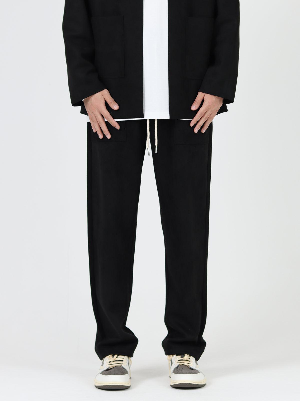 Faux Suede Drape Casual Pants