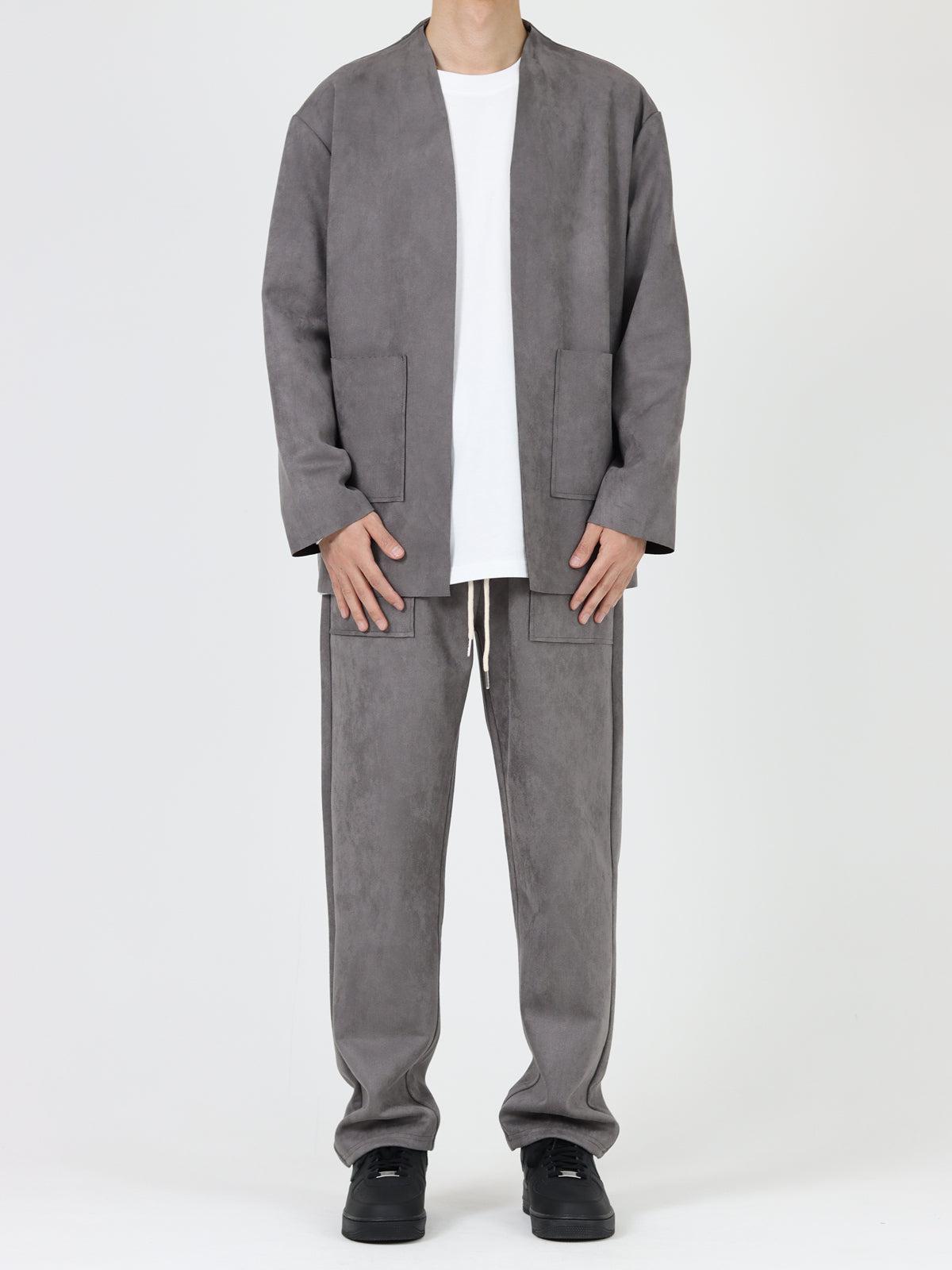 Faux Suede Drape Casual Pants