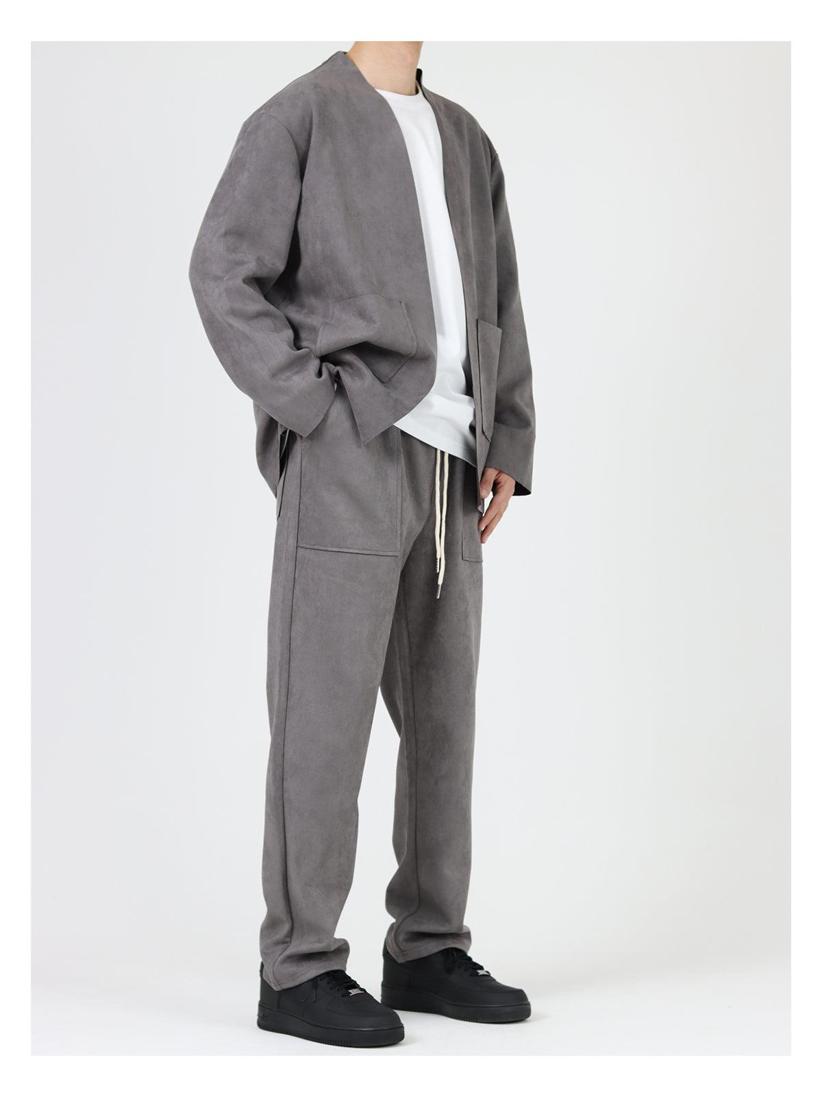 Faux Suede Drape Casual Pants