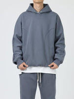 Fleece Plus Velvet Stitching Button Hooded Sweater